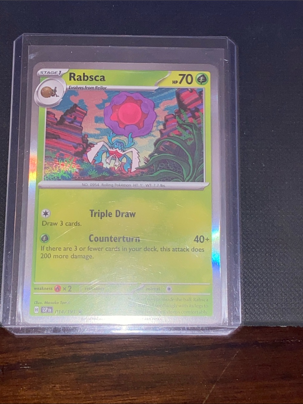 Pokemon Rabsca Holo Green Yellow Pink Trading Card